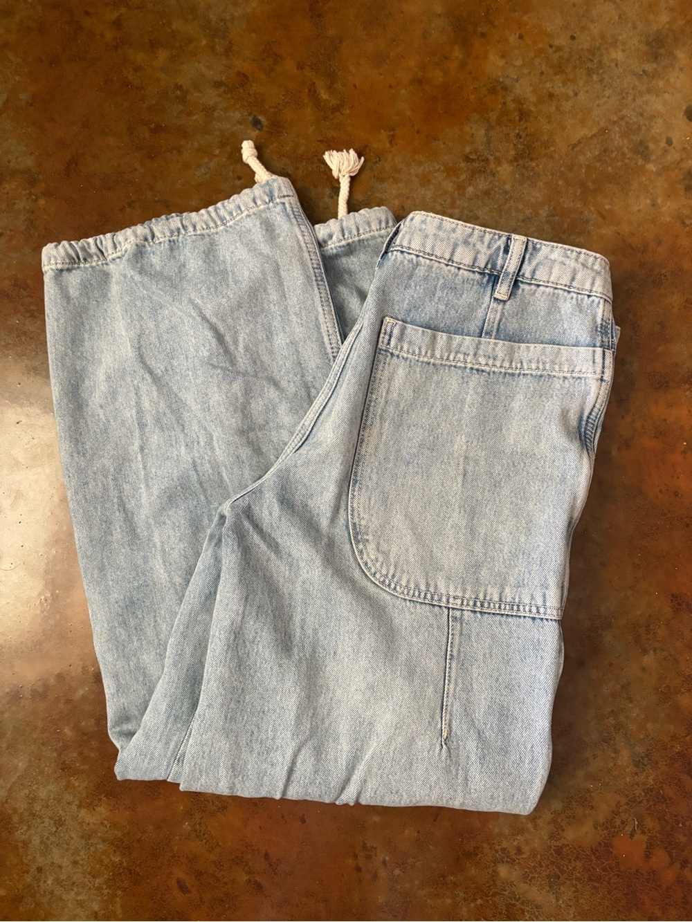 Free People Light Blue Washed Denim Cargo Jeans - Picture 3 of 3